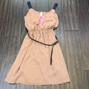 Cute tan and black strapped flowy dress